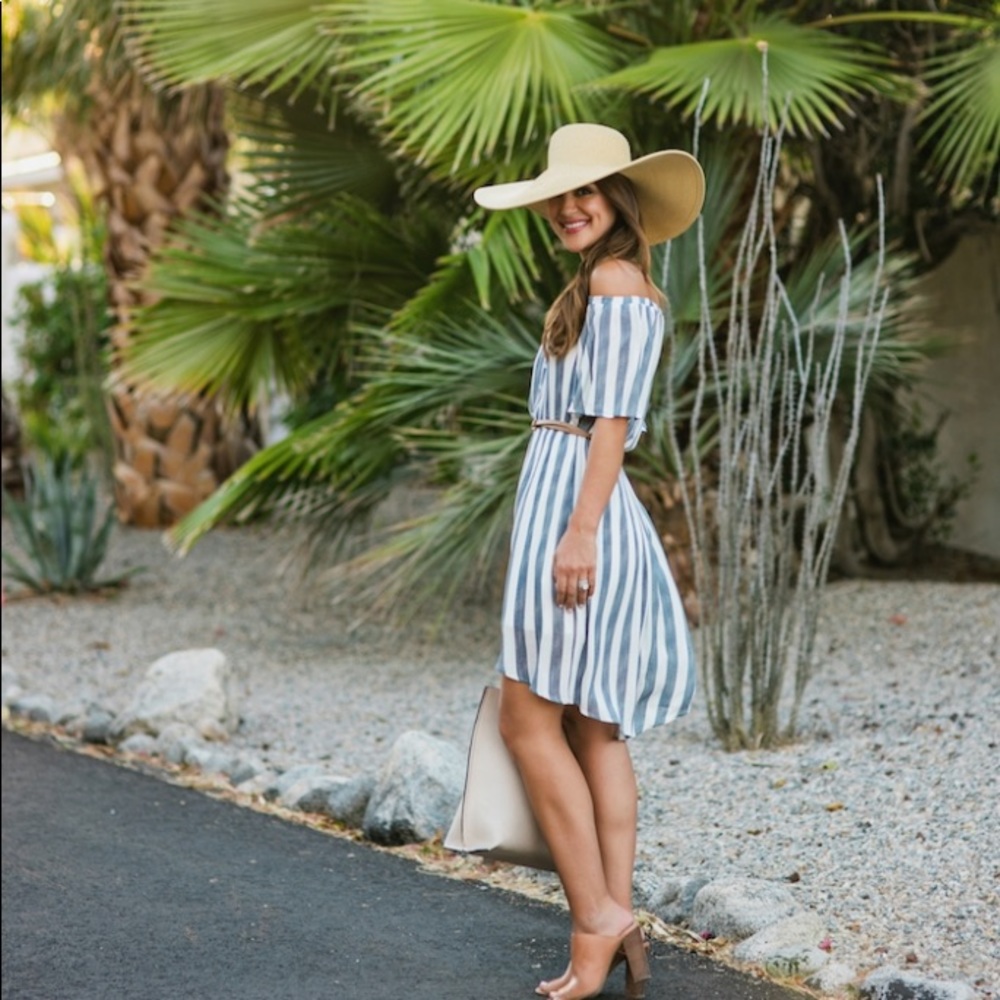 Everly striped off the shoulder dress